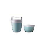 Mepal - set Lunchpot Ellipse Nordic green + Snackpot Ellipse - praktischer Müslibecher und Behälter für Transport von Lebensmittel - Geeignet für Tiefkühler, Mikrowelle und Spü