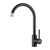 TITLE Wasserhahn Küche Schwarz Küchenarmatur ausziehbar mit Hohe Bogenauslauf,Wasserhahn Küche mit Brause Spültischarmatur, 360°schwenkbar Edelstahl 304 W