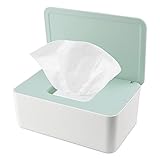 KONUNUS Feuchttücher Box Toilettenpapier Box Baby Tücher Fall Feuchttücherbox Tücherbox Tissue Toilettenpapier Spender Serviettenbox Mit Deckel Tissue Aufbewahrungskoffe Kunststoff Grün Weiß