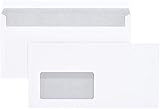 Amazon Basics - Briefumschlag mit Sichtfenster, DL (110 x 220 mm), selbstklebend, Weiß, 75 g/m², 100 Stück