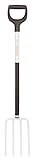 Fiskars Spatengabel für weiche, lockere Böden, Mit 4 Zinken, Länge: 113 cm, Hochwertige Stahl-Zinken/Aluminium-Stiel, Schwarz/Weiß, Light, 1019603