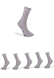 Björn Swensen ABS Socken Damen Baumwolle 5er Pack Anti Rutsch Socken rutschfeste Stoppsocken Bremssocken Herren graue Basic Strümpfe 36-39