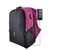 Laptop-Rucksack, Diebstahlschutz, mit USB-Ladeanschluss und Sicherheitsschloss, 43,2 cm (17 Zoll), Pink / Schw