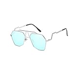 JIYANANDPNTYJ Sonnenbrille Damen Sonnenbrille für Männer 100% Schutzbrille Legierung Rahmen Metall Sonnenbrillen (Color : Blue)