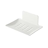 Seifenhalter Wandmontierter & selfadhäuter, Edelstahl-Entwässerungsseife Spülhalter for Dusche, rostfreie wasserdichte Seifenschale-Rack 1127 (Color : White)