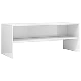 vidaXL TV Schrank Lowboard Couchtisch Fernsehschrank Fernsehtisch Sofatisch TV Tisch Möbel Board Sideboard Hochglanz-Weiß 100x40x40cm Spanp