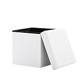 Zedelmaier Sitzhocker Sitzwürfel mit Stauraum Fußbank Truhen Aufbewahrungsbox faltbar belastbar bis 300 kg, Deckel abnehmbar, 38 x 38 x 38 cm (Weiß)