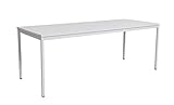 Furni24 Schreibtisch 200x80x75cm Grau, TÜV/GS - Rechteckiger Universaltisch mit laminierter Platte, Metallgestell und niveauausgleichs Füßen, Homeoffice als Schreibtisch, Computertisch, E