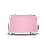 YWAWJ Brotbackautomat, Brot-Toaster 2 Scheibe mit 3 Einstellungen Backen/Abtauung/Wiedererweihr und Krümelschale Edelstahl Wide Slot Toaster Singted (Color : Pink)