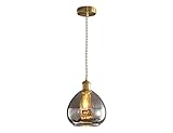 DSYADT Pendelleuchten - 1-flammige Mid-Century Globe Hängeleuchte Beleuchtung mit plattiertem Glas Lampenschirm Runde Deckenleuchter für Flur Kücheninsel L
