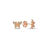 14 Karat (585) Gold Rose Mini Schmetterling Ohrring