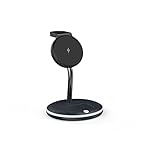 Yellow wang 4 in 1 Magnetisch Kabelloses Ladegerät mit LED-Umgebungslicht,Wireless Charger Schnell Kabellose Ladestation Qi-Zertifiziert für iPhone 12/13,iWatch Series 7/6/5/4/3/2,Airpods (Black)