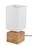 Reality Leuchten Tischleuchte Woody R50171030, Holz braun, Stoffschirm weiß, exkl. 1x E14