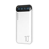 Power Bank 10000mAh Handy Tragbares Ladegerät Externer Akku Pack mit 2 USB 2.4A Ausgängen und USB C Eingang Kompatibel für Huawei iPhone 12 11 X iPad Samsung Galaxy S20 Android Tablette Mehr (Weiß)