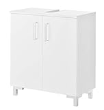 FACKELMANN Waschtischunterschrank Atlanta/Schrank mit gedämpften Scharniere/Maße (B x H x T): ca. 60,5 x 68 x 32,5 cm/hochwertiger Schrank fürs Bad mit 2 Türen/Korpus: Weiß/Front: Weiß