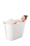 FlinQ Bath Bucket PREMIUM Weiß | Mobile Badewanne für Erwachsene mit Thermometer | Badewanne Erwachsene XL und Kinder | Badewanne Outdoor | Tragbare Plastikbadewanne für D
