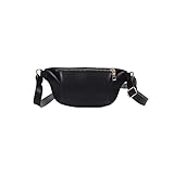 CHENC yb Gürteltasche für Damen, PU-Leder, einfarbig, mit Reißverschluss, Brusttasche, Mädchen, Reisen, Bananen-Gürteltasche, Mini-Geldbörse (Farbe: schwarz)