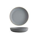 Geschirr Matte Keramik-Dinner-Platten elegante runde Dessertteller für Steak-Salat-Teigwaren-und Snack-Mikrowellenherde und Spülmaschine Safe (Color : Gray Blue, Size : 7.87Inch)