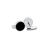DAVIDOFF PARIS Manschettenknöpfe Schwarz – exklusive Messing rhodinierte und lackierte Manschettenknöpfe – edle Herren Accessoires mit guillochiertem R