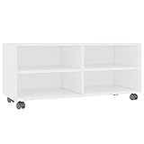 vidaXL TV Schrank mit Rollen Lowboard Fernsehtisch TV Möbel Board Tisch Fernsehschrank Sideboard HiFi-Schrank Weiß 90x35x35cm Spanp