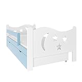 NeedSleep® Rausfallschutz Kinderbett Komplett 80x140 80x160 80x180 Bett Lattenrost Schublade I Kinder ab 2 Jahren | Mädchen Junge I Montessori Kinderzimmer (70x140 cm mit Matratze, Blau)