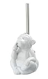WENKO WC-Garnitur Monkey Quiet Weiß Keramik - Toilettenbürstenhalter, Keramik, 14 x 20 x 14.5 cm, Weiß