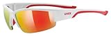 uvex Unisex – Erwachsene, sportstyle 215 Sportbrille, white red/red,