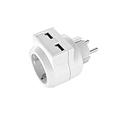 USB Steckdose, Steckdosen mit 3 USB Ladegerät (2.4A) und 1 Typ-C Port (3.6A)，USB Stecker, USB Ladegerät Stecker Verteilersteckdose Kompatibel für Haushaltsgerät, Smartphone, PC
