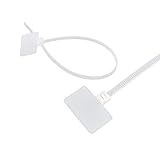 tsnetworks Kabelbinder mit Beschriftungsfeld quer 2,5 cm x 1,5 cm, Länge 21 cm, 100 Stück, transparent, für Kabel mit Durchmesser 5