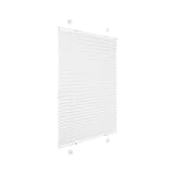 Victoria M. Easyfix Plissee Faltrollo ohne Bohren Plisseeanlage Klemmfix mit Klemmträger für Fenster und Türen, Größe: 75 x 200 cm, Farbe: W