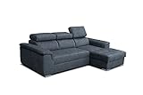 Robin Silver Ecksofa mit Schlaffunktion, Schlafsofa mit Bettkasten, Freistehendes Eckcouch in L-Form, verstellbare Rückenlehne, Polstergarnitur Sofa (Ecksofa Rechts, Marvel 7 - Gray)