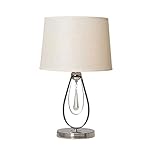 Tischleuchte Chrom mit weißen Stoffschirm  Tischlampe  Nachttischlampe  Kleine Nacht Lampe für S