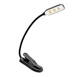 GGOOD Schreibtisch Leselicht LED-Klemmschreibtischlampe 3 Helligkeit Einstellbarer Schwanenhalsclip auf Lampe schw