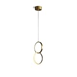 GUOGUOSM Nordic Kupfer LED Pendelleuchten Minimalistische Schlafzimmer Nachttisch Kleine Hängelampe Moderne Minimalistische Kinderzimmer Deckenleuchter Lampe Geeignete Dekoration Doppelringlamp