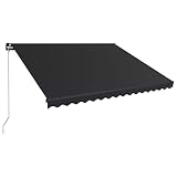 Tidyard Einziehbare Markise Balkonmarkise Klemmmarkise Sonnenschutz Sichtschutz 400 x 300 cm,Wasser-schmutzabweisend,Gelenkarmmarkise Außenmarkise Mit Griffkurbel,Höhe Winkel verstellb