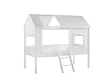 BiYeer Hausbett Halbhohes Spielbett 90 x 200 - Hausbett Hochbett - Weiß
