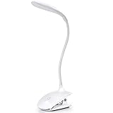 Leselampe für Buch, Sunnest Buchlampe Clip-Licht, LED-Schreibtischlampe, Touch-Steuerung, dimmbar, Nachttisch- und Tischlampe, zum Anklippen,3 Helligkeit, Augenpflege, Touch-Licht zum Lesen (weiß)