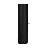 LANZZAS Ofenrohr 500 mm Verlängerung mit Drosselklappe - im Durchmesser Ø 150 mm - Farbe: schwarz - Rauchrohr mit Klapp
