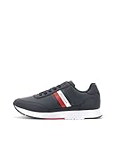 Tommy Hilfiger Sneaker Leder Schnürer Label-Print Nachtblau Größe 45