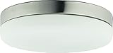Deckenleuchte Glas Nickel Matt 2-flammig E27 Flach Rund 32cm Deckenlampe Beleuchtung B