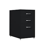 XIAPPENG Mobiler Aktenschrank aus Holz mit 3 Schubladen, Unter dem Schreibtisch, Aktenschrank mit Rollen, für Home Office, Schw