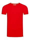 riverso Herren Basic T-Shirt RIVJonas Rundhals Tee Regular Kurzarm Einfarbig 100% Baumwolle Rot L, Größe:L, Farbe:Middle Red (15300)