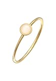 Elli PREMIUM Ring Damen Solitär Basic Filigran mit Rosa Quarz Edelstein in 375 Gelbg