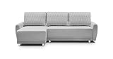 Ecksofa mit Schlaffunktion Sofa Polster Set L-förmiges Polstersofa mit Ottomane Freizeitset, Ottomane kann beidseitig montiert Werden (235cmx143cmx87cm)-KUGA (Hellgrau)