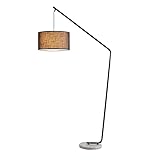 Stehlampe mit hängender Trommelschatte, einfaches Design schwarz hohe Pfostenlampen mit Fußschalter, hohe Standardbeleuchtung für Wohnzimmer Schlafzimmer Büro lesen (Farbe: Stil-Weiß Lampenschirm) (