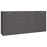 vidaXL Sideboard mit 4 Türen 2 Schubladen Kommode Anrichte Mehrzweckschrank Beistellschrank Schrank Standschrank Grau 160x36x75cm Spanp