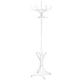 Giantex Garderobenständer 184cm, Kleiderständer Jackenständer mit 12 Kleiderhaken & Schirmständer, Garderobe Kleiderbaum Holz freistehend, Standgarderobe für Flur, Schlafzimmer, Wohnzimmer (weiß)