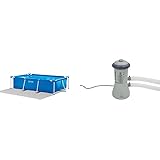 Intex Rectangular Frame Pool -Aufstellpool - 300 x 200 x 75 cm & Krystal Clear Cartridge Filter Pump - Pool Kartuschenfilteranlage - 900 L/H