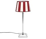 Brillibrum Design Tischlampe mit gestreiften Lampenschirm Quadratischer Lampenfuß Tischleuchte Lampe Gestreift E27 (Rot - Creme, quadratischer Lampenfuß)