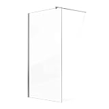 VILSTEIN Duschwand 120 x 200 | Glaswand Dusche | 8mm ESG Sicherheitsglas nach Maß | Edelstahl Teleskopstange | Glas Duschabtrennung mit Nano-Versiegelung